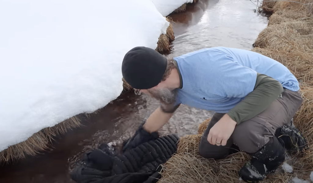 Soaking the jacket in near-freezing water