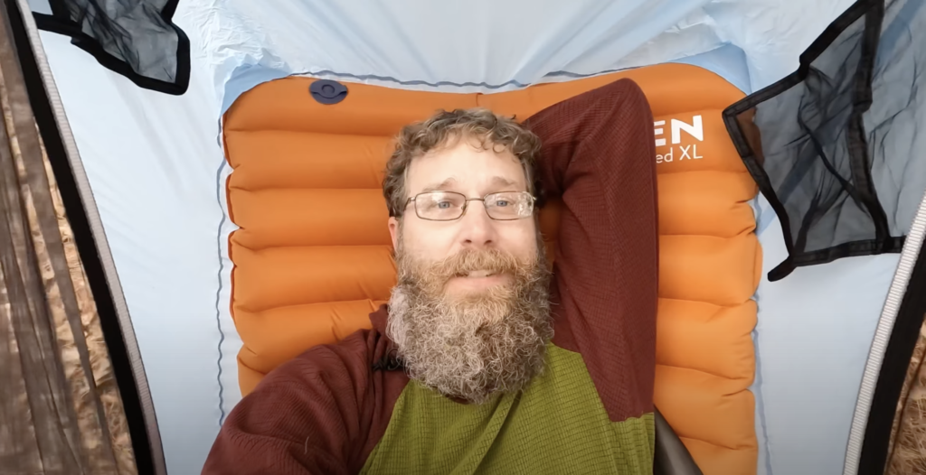 Steven in hammock tent